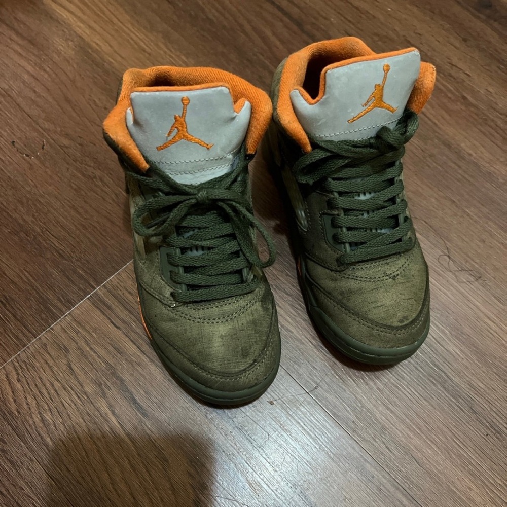 Toddler Jordan 5s  Sneakers in Olive Green and Orange
